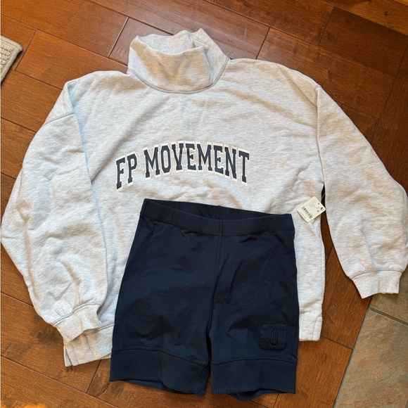 FP Movement by Free People Tops - NEW FP Movement Victory Set - Heather Gray Navy Combo